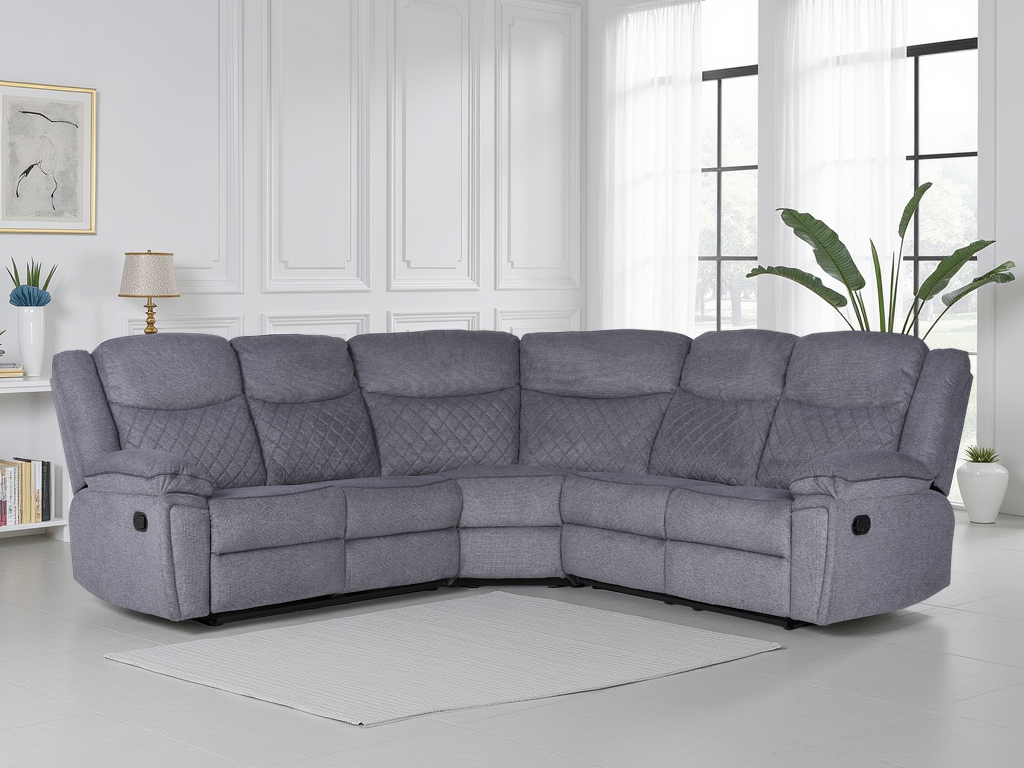 Mya Recliner Sofa Grey Fabric Large Corner from Dreamy - sofa with free Isle of Man and UK delivery