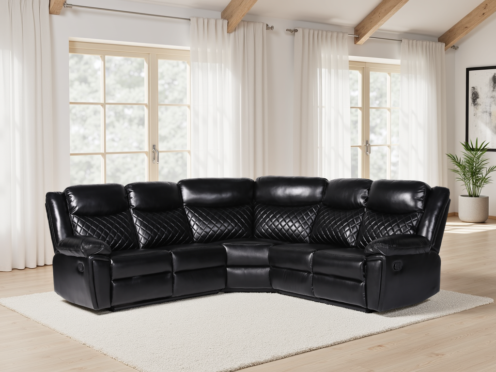 Mya Recliner Sofa Black Large Corner from Dreamy - sofa with free Isle of Man and UK delivery