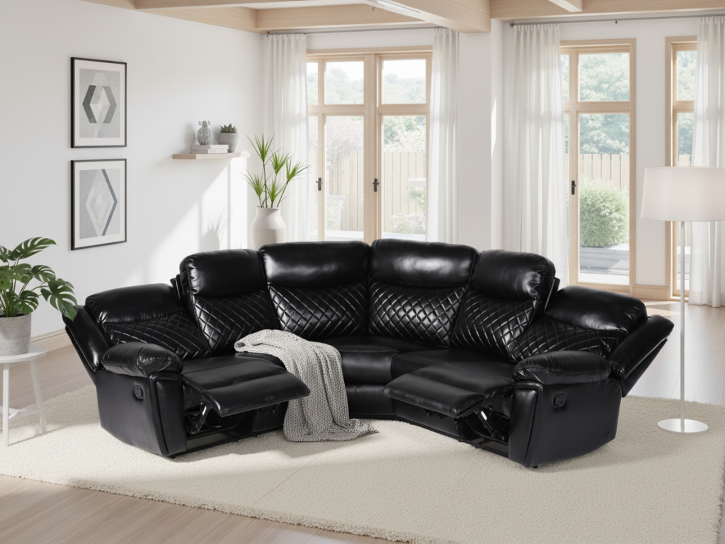 Mya Recliner Sofa Black Large Corner from Dreamy - sofa with free Isle of Man and UK delivery