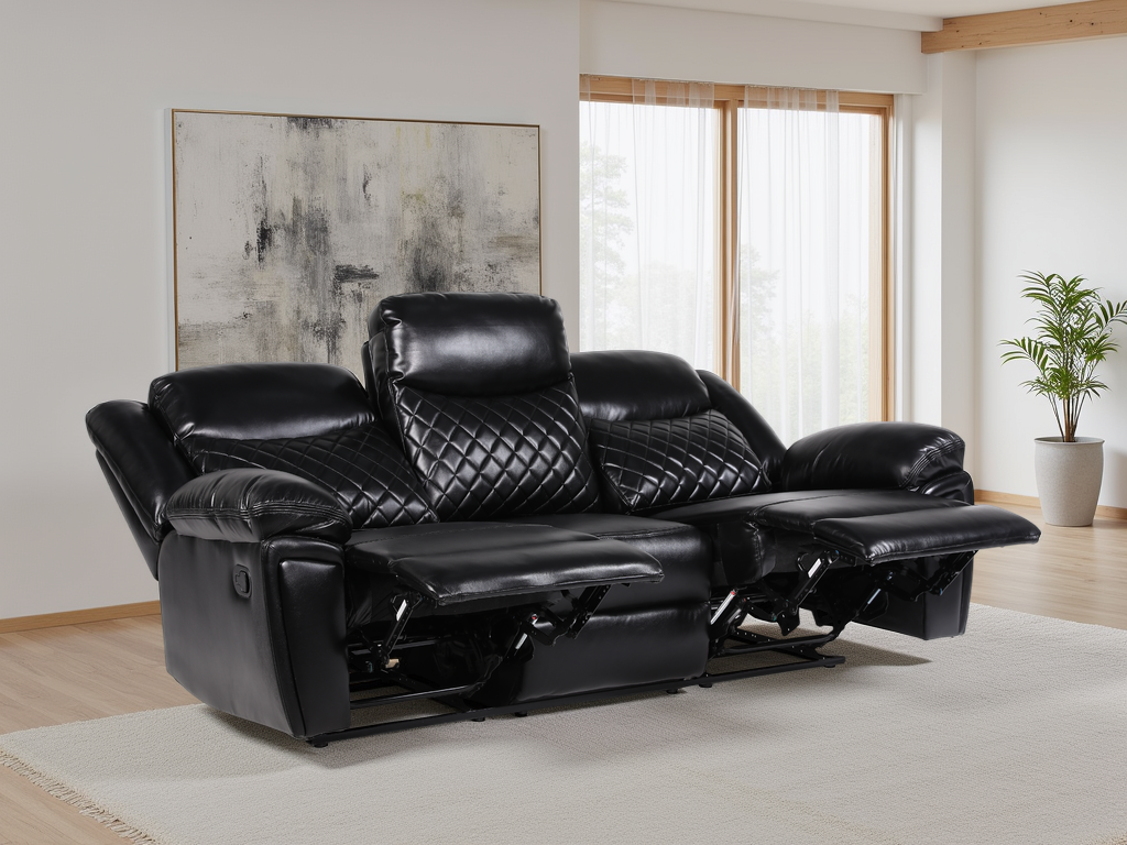 Mya Recliner Sofa Black 3 Seater from Dreamy - sofa with free Isle of Man and UK delivery