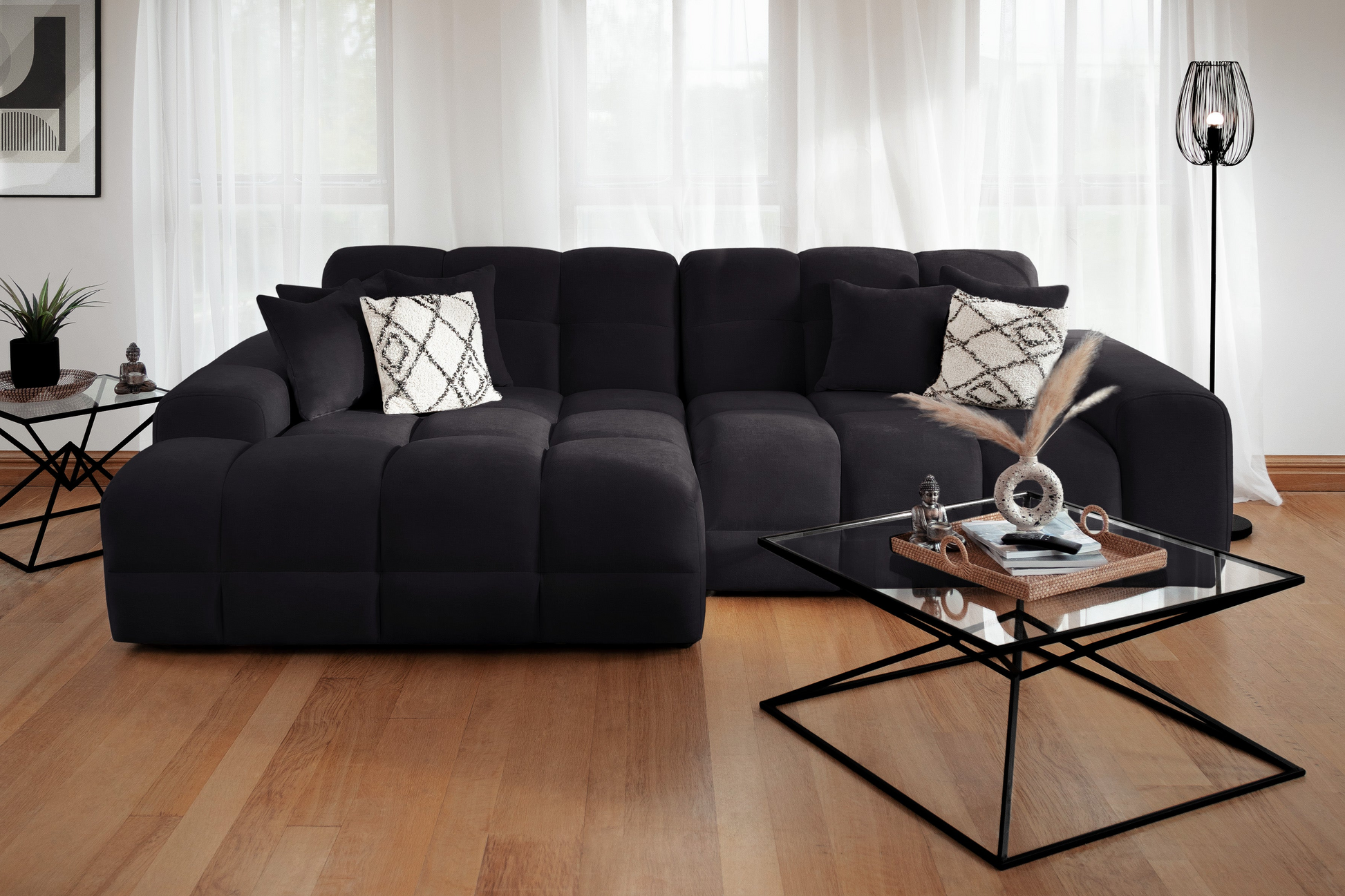 Joanna Sofa Black Left Hand Facing Corner at Dreamy furniture store