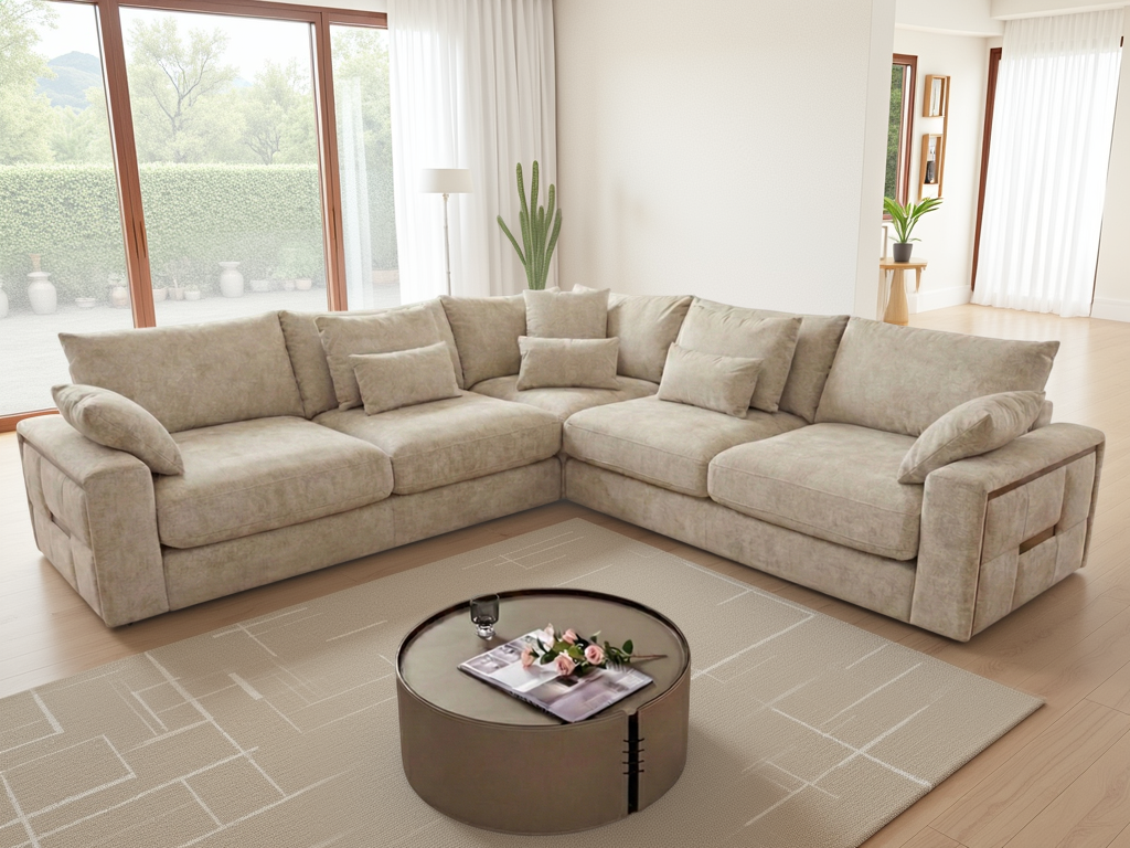 Julian Sofa Beige Large Corner - large corner sofa - Dreamy furniture