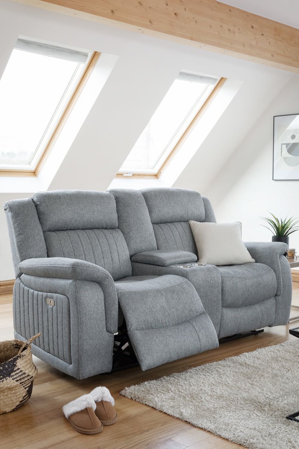 Lindy Electric Recliner Sofa Grey 2 Seater at Dreamy furniture store