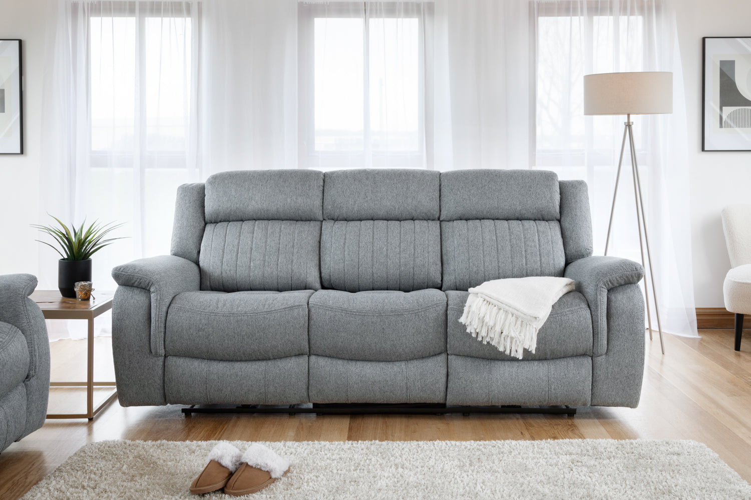 Lindy Electric Recliner Sofa Grey 3 Seater at Dreamy furniture store