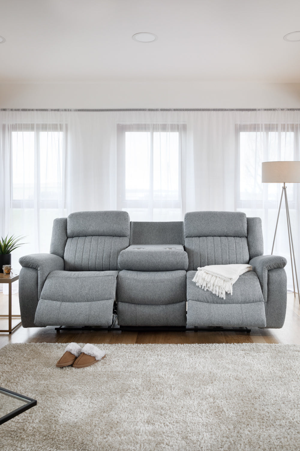 Lindy Electric Recliner Sofa Grey 3 Seater at Dreamy furniture store