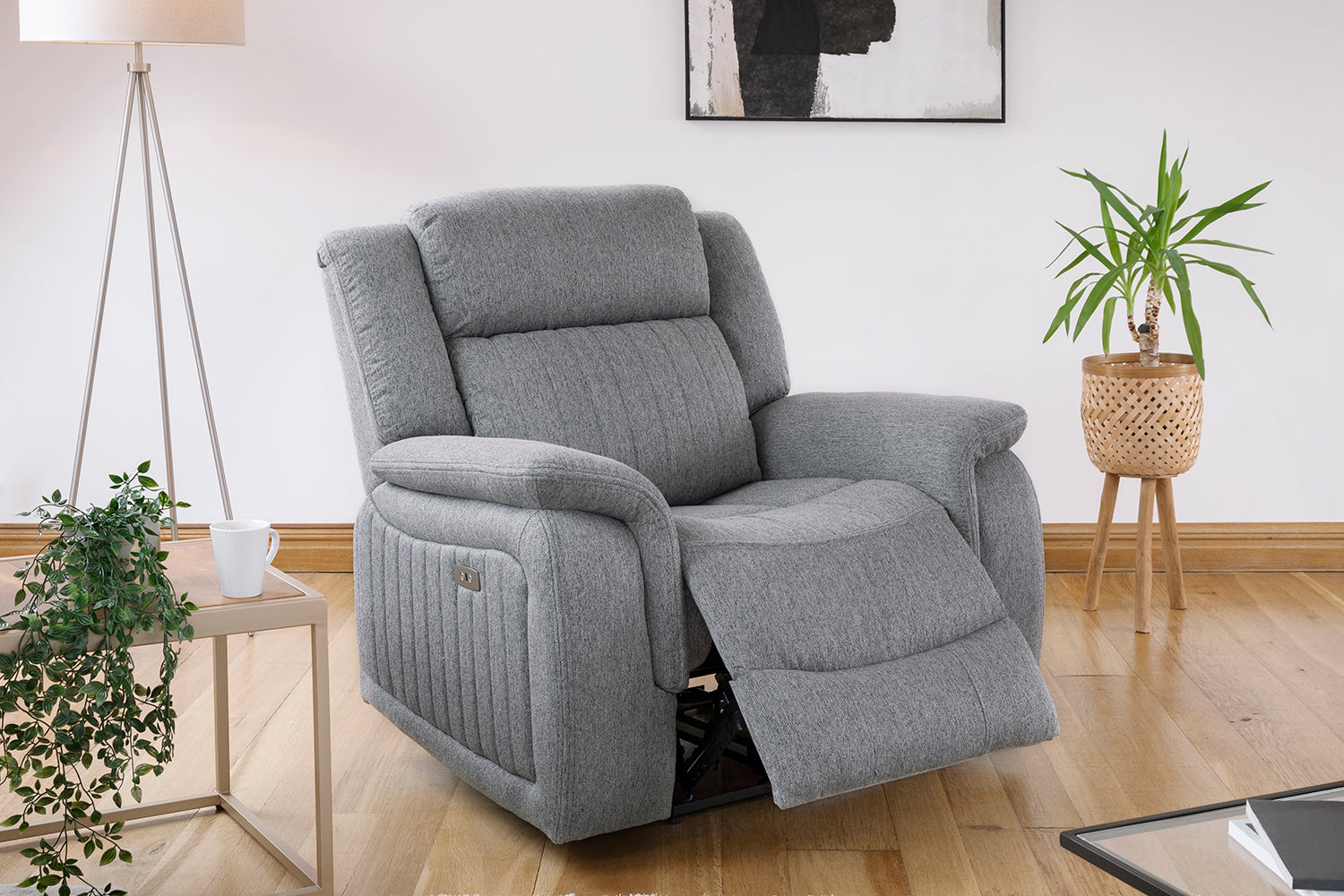 Lindy Electric Recliner Sofa Grey Armchair at Dreamy furniture store