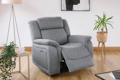 Lindy Electric Recliner Sofa Grey Armchair at Dreamy furniture store