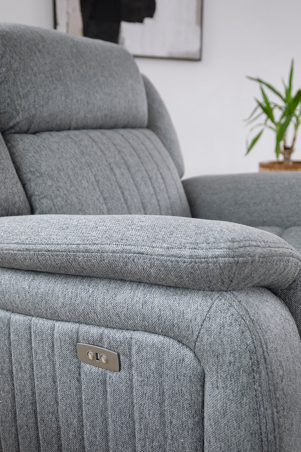 Lindy Electric Recliner Sofa Grey Armchair at Dreamy furniture store