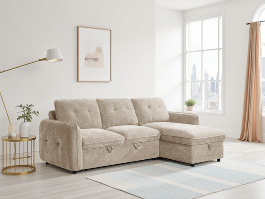 Morgan Sofabed Beige Universal Corner - beige corner sofa bed Isle of Man