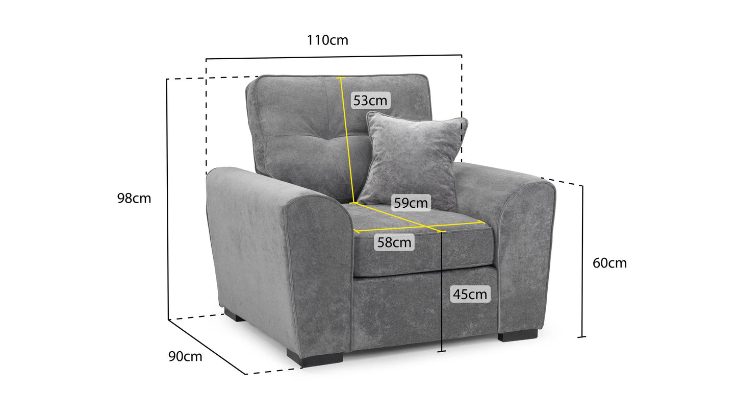 Maxine Sofa Grey Armchair - premium furniture with free Isle of Man and UK delivery