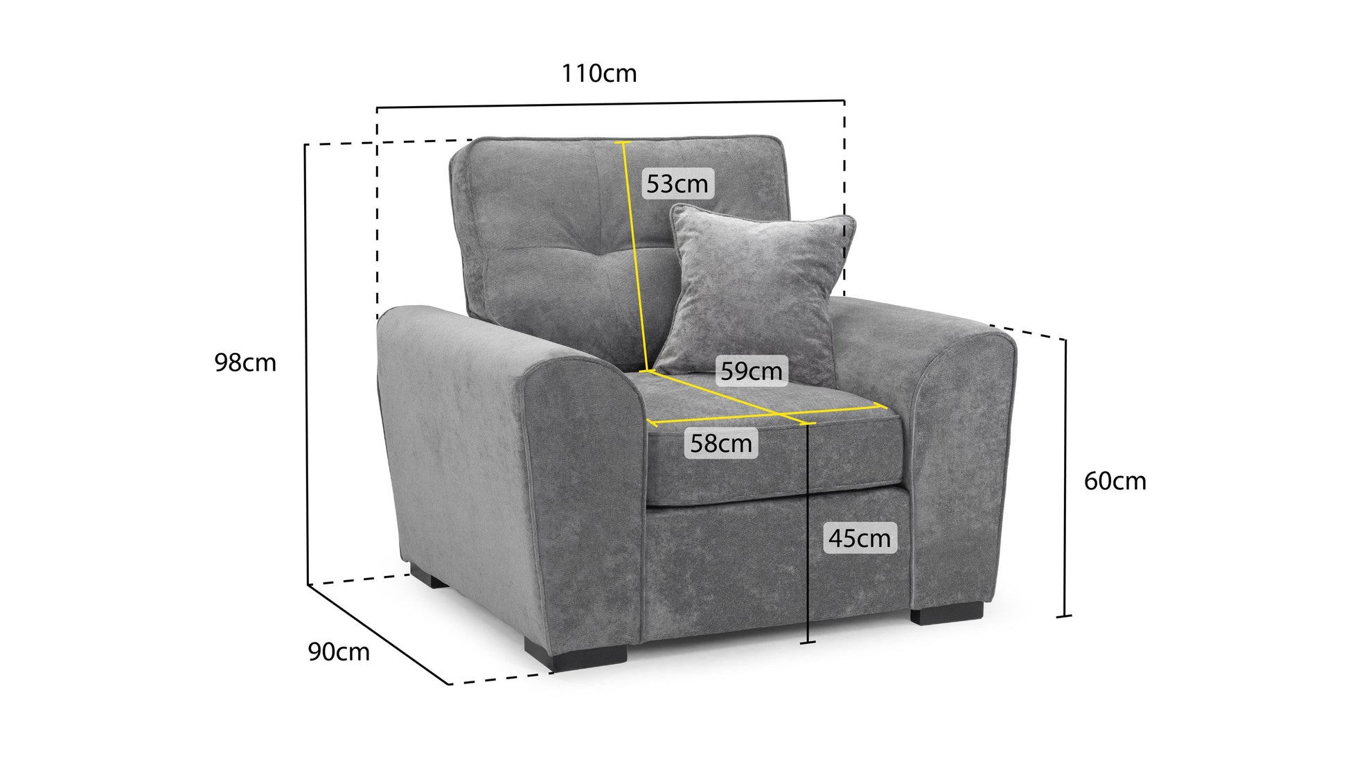 Maxine Sofa Grey Armchair - premium furniture with free Isle of Man and UK delivery