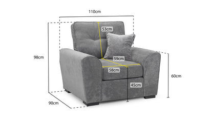 Maxine Sofa Grey Armchair - premium furniture with free Isle of Man and UK delivery