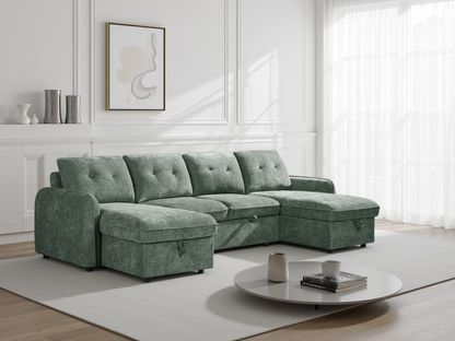 Morgan Sofabed Green U Shape Corner - green U shape sofa bed UK delivery