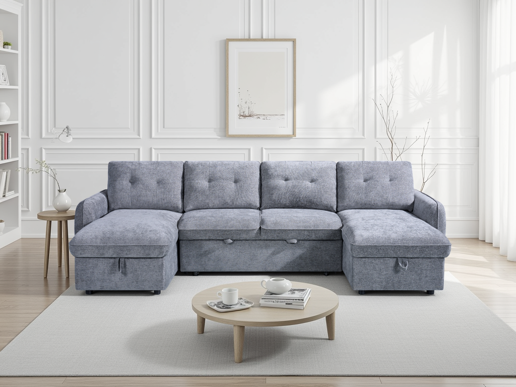 Morgan Sofabed Grey U Shape Corner - grey U shape sofa bed Isle of Man
