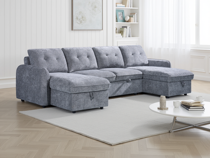 Morgan Sofabed Grey U Shape Corner - grey U shape sofa bed Isle of Man