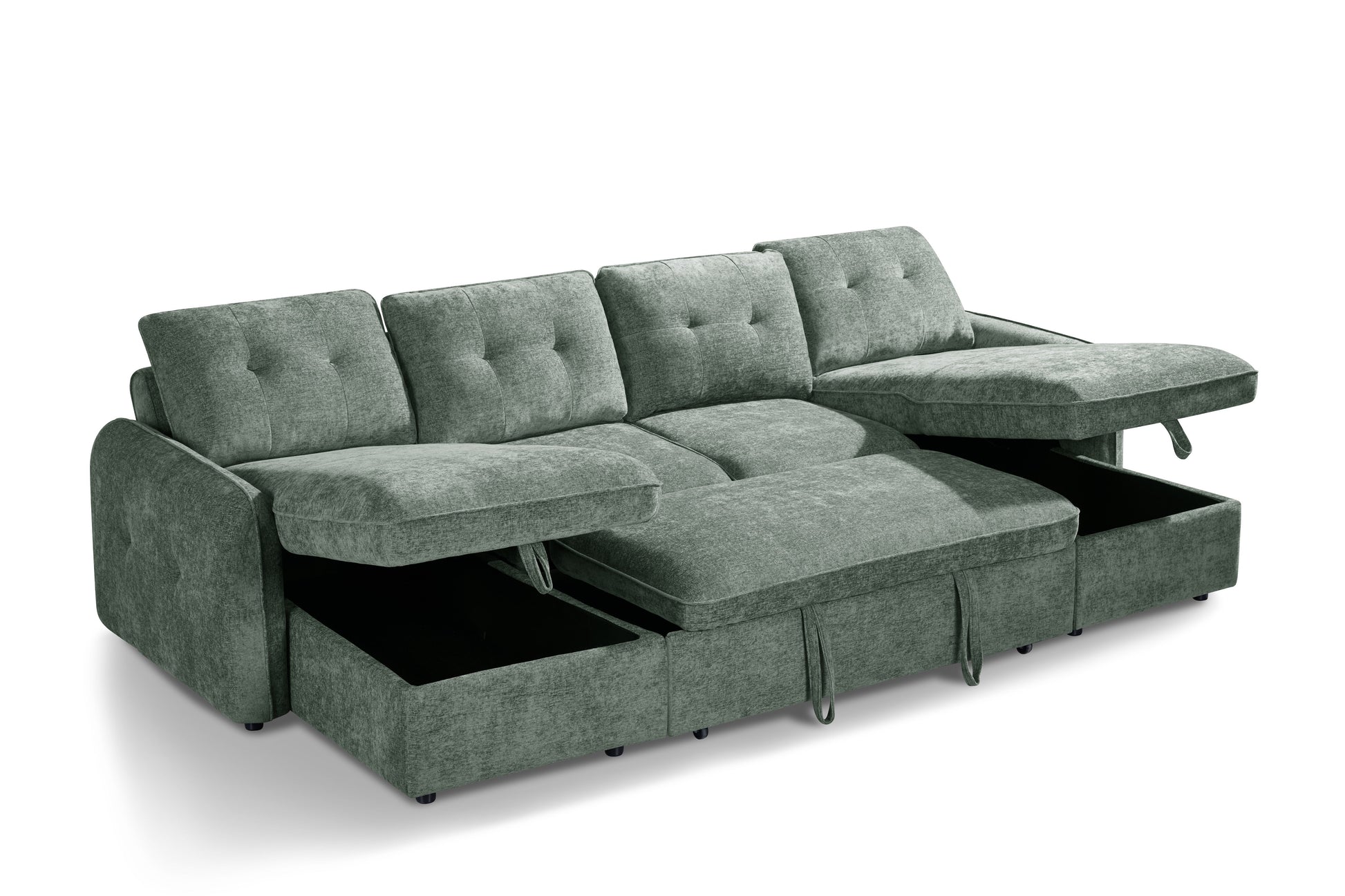 Morgan Sofabed Green U Shape Corner - green U shape sofa bed UK delivery