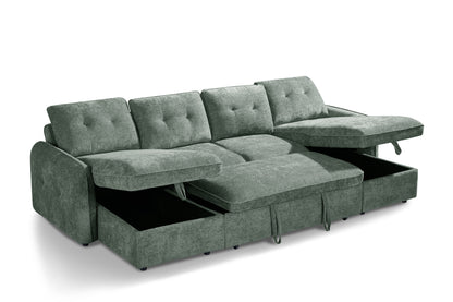 Morgan Sofabed Green U Shape Corner - green U shape sofa bed UK delivery