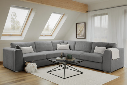 Natalie Grey Large Corner sofa at Dreamy – W308 x L308 x D102 x H91cm with free Isle of Man and UK delivery