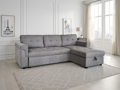 Omi Grey Universal Corner Sofabed with dimensions W210 x Chaise 136 x D74 x H71cm - Dreamy UK and Isle of Man