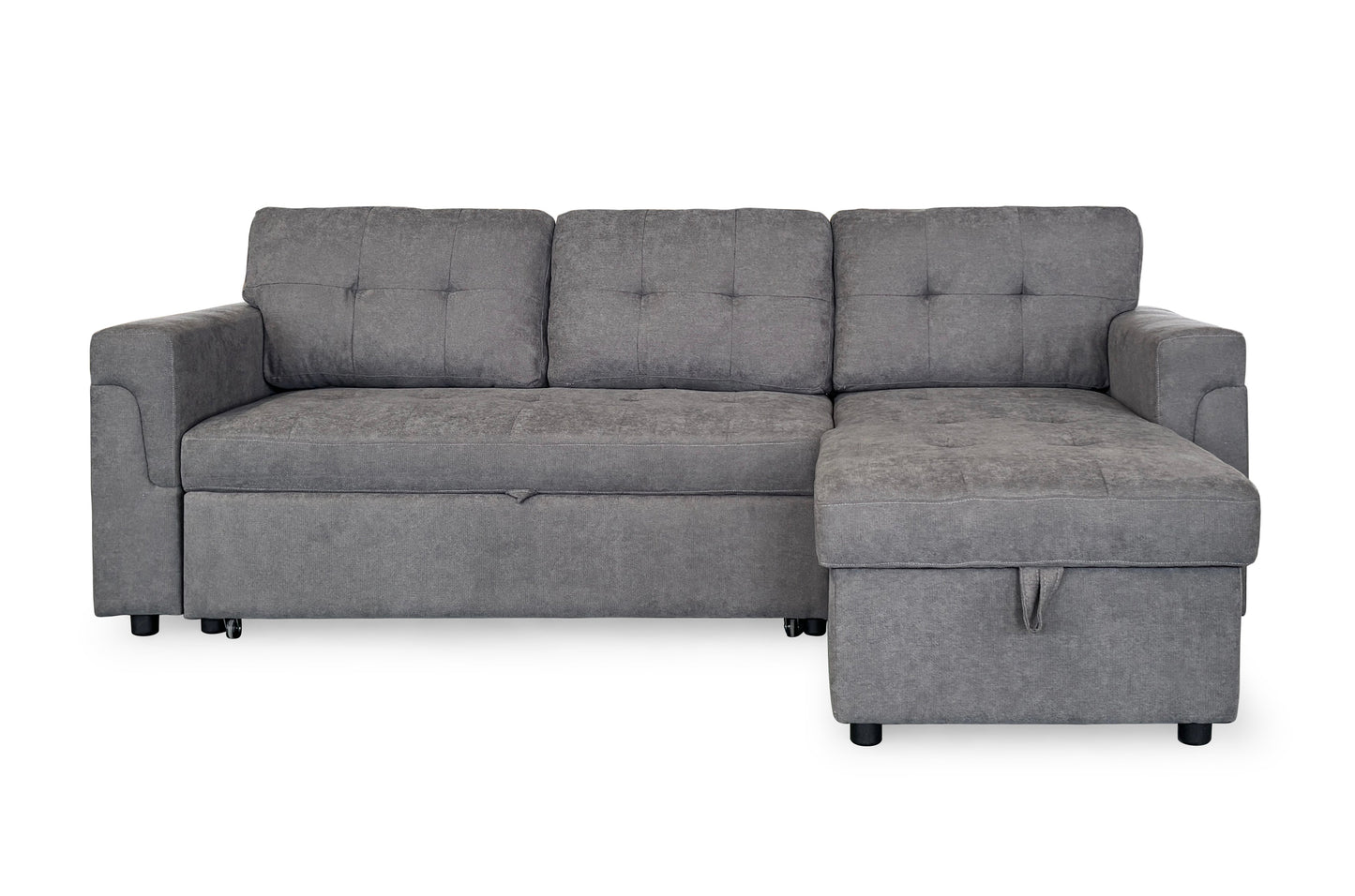 Omi Grey Universal Corner Sofabed with dimensions W210 x Chaise 136 x D74 x H71cm - Dreamy UK and Isle of Man