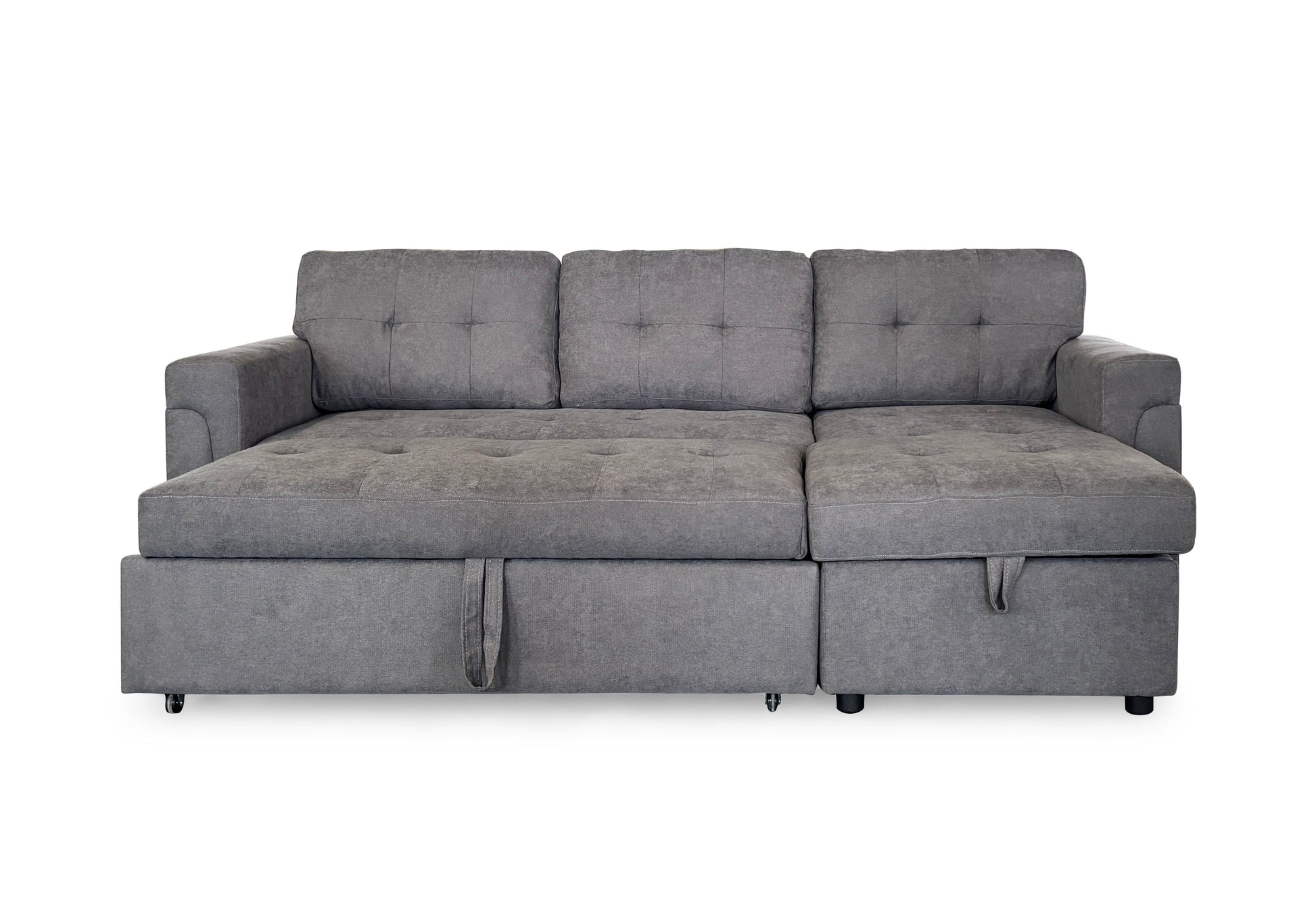 Omi Grey Universal Corner Sofabed with dimensions W210 x Chaise 136 x D74 x H71cm - Dreamy UK and Isle of Man