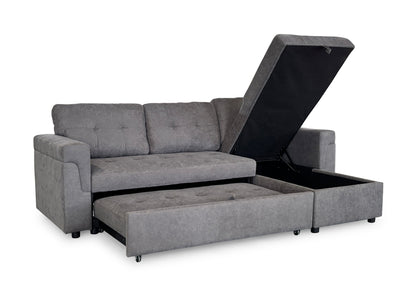 Omi Grey Universal Corner Sofabed with dimensions W210 x Chaise 136 x D74 x H71cm - Dreamy UK and Isle of Man
