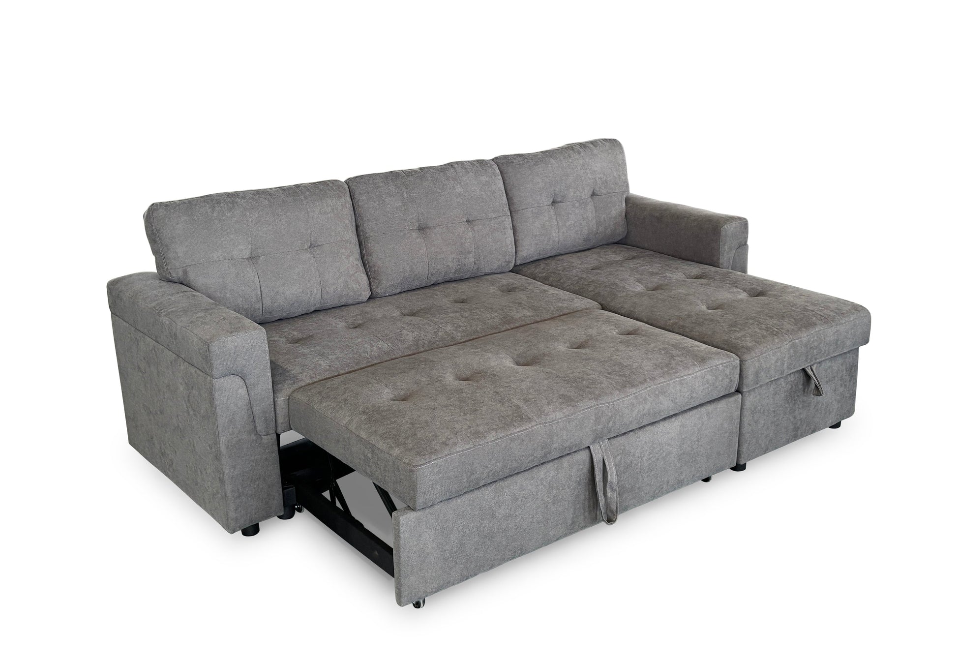 Omi Grey Universal Corner Sofabed with dimensions W210 x Chaise 136 x D74 x H71cm - Dreamy UK and Isle of Man