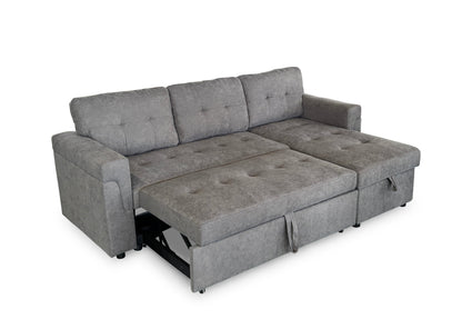 Omi Grey Universal Corner Sofabed with dimensions W210 x Chaise 136 x D74 x H71cm - Dreamy UK and Isle of Man