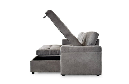 Omi Grey Universal Corner Sofabed with dimensions W210 x Chaise 136 x D74 x H71cm - Dreamy UK and Isle of Man