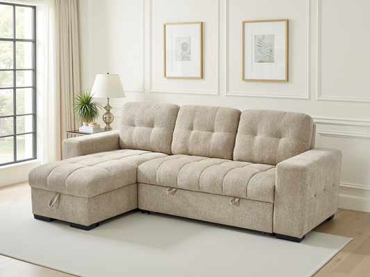 Paisley Corner Sofabed Beige - corner sofa bed - Dreamy furniture