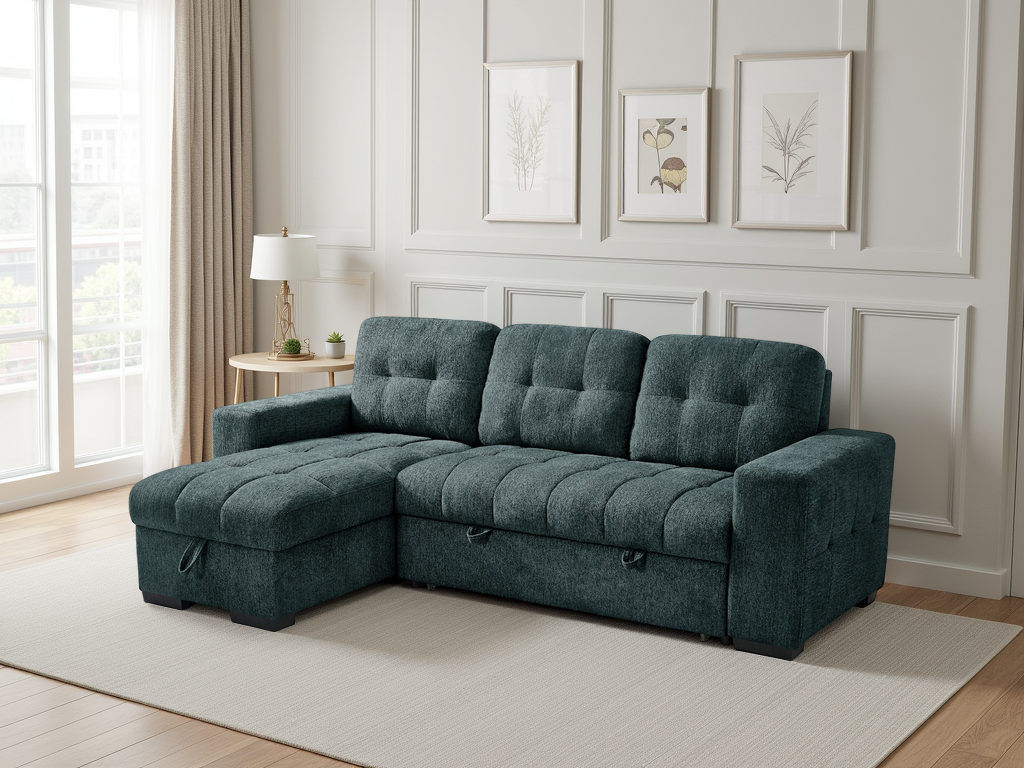 Paisley Universal Corner Sofabed Teal - corner sofa bed - Dreamy furniture