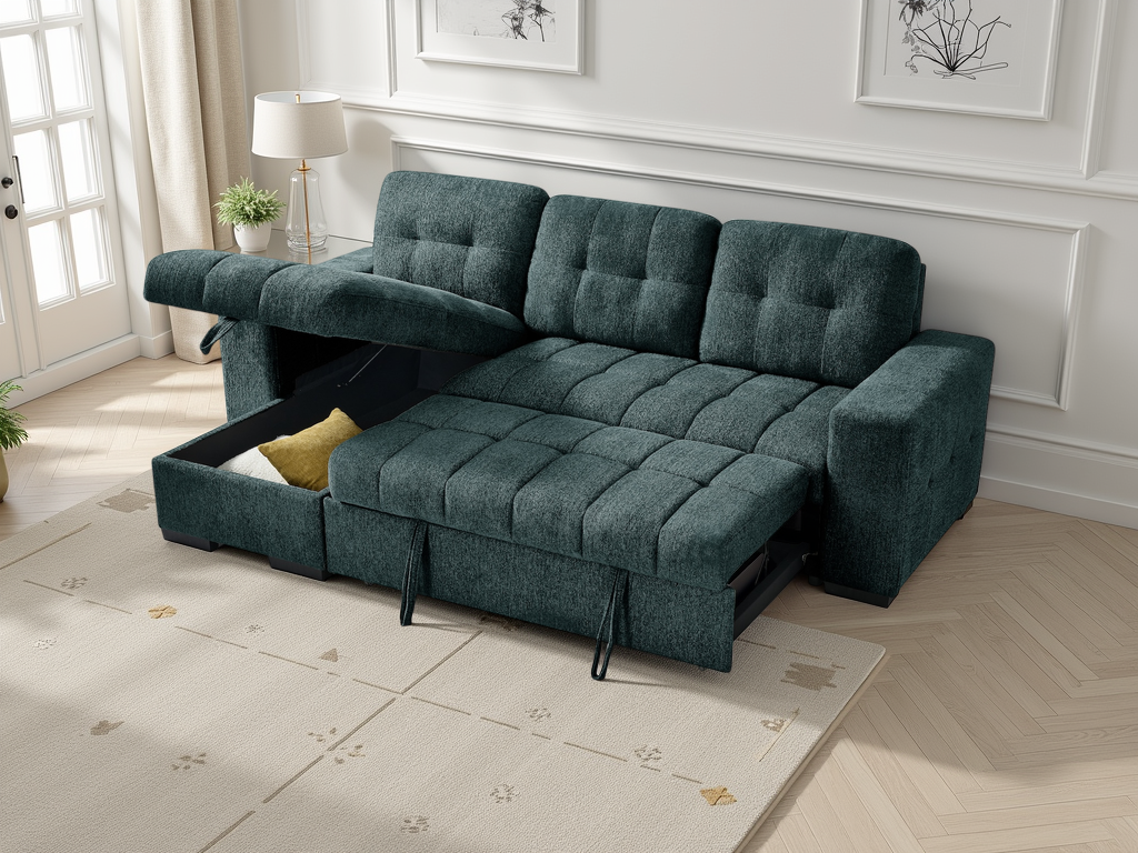 Paisley Universal Corner Sofabed Teal - corner sofa bed - Dreamy furniture