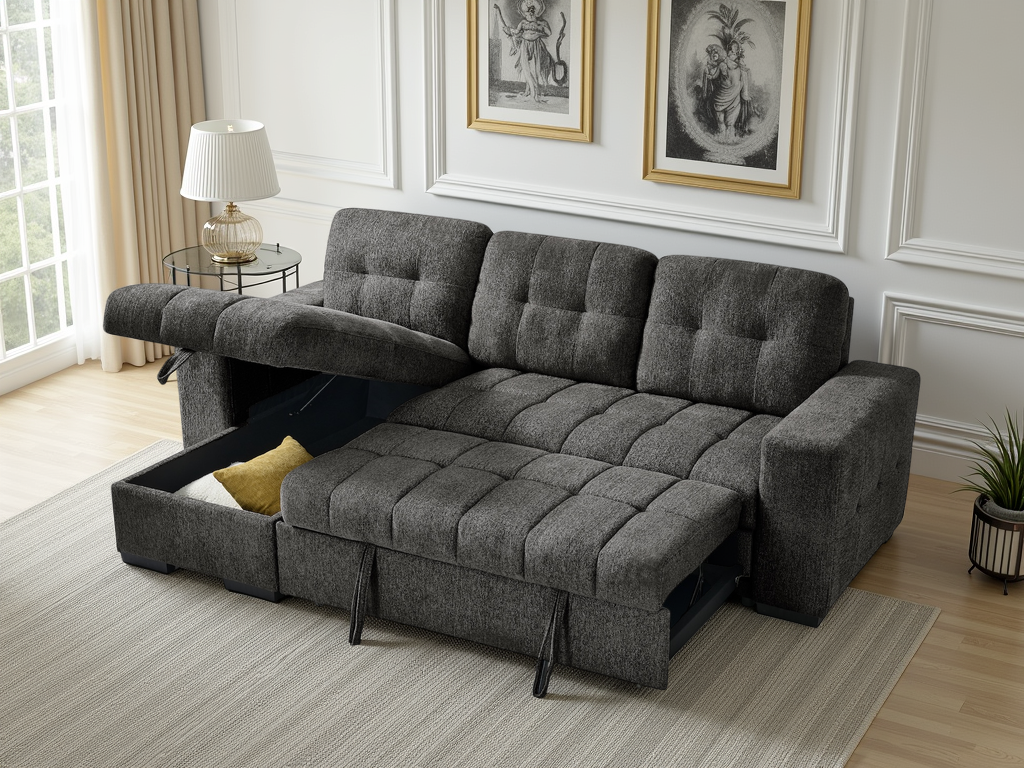 Paisley Universal Corner Sofabed Grey - corner sofa bed - Dreamy furniture