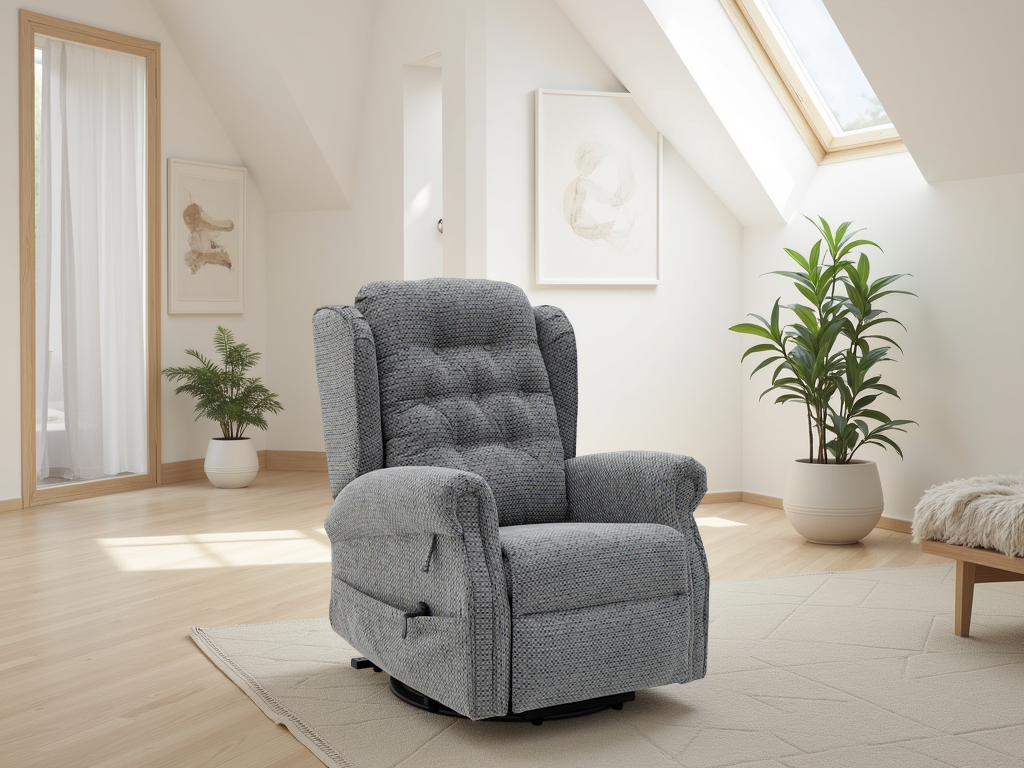 Siya Rise and Recline Chair Grey - Siya sofa range - Dreamy furniture Isle of Man and UK