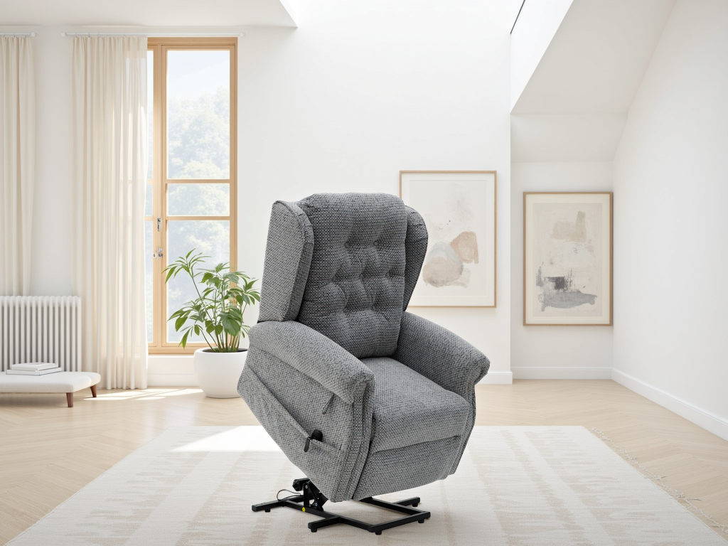Siya Rise and Recline Chair Grey - Siya sofa range - Dreamy furniture Isle of Man and UK