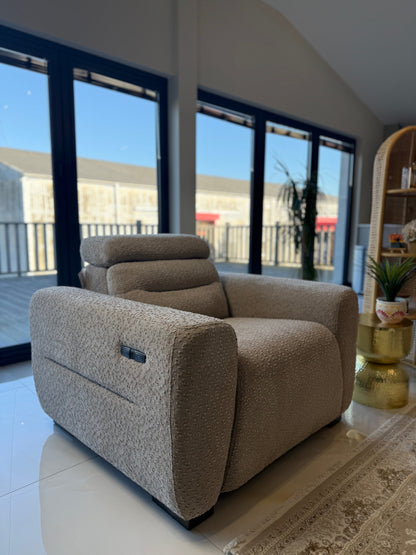 Tony Electric Recliner Beige Armchair - premium armchair with free Isle of Man and UK delivery