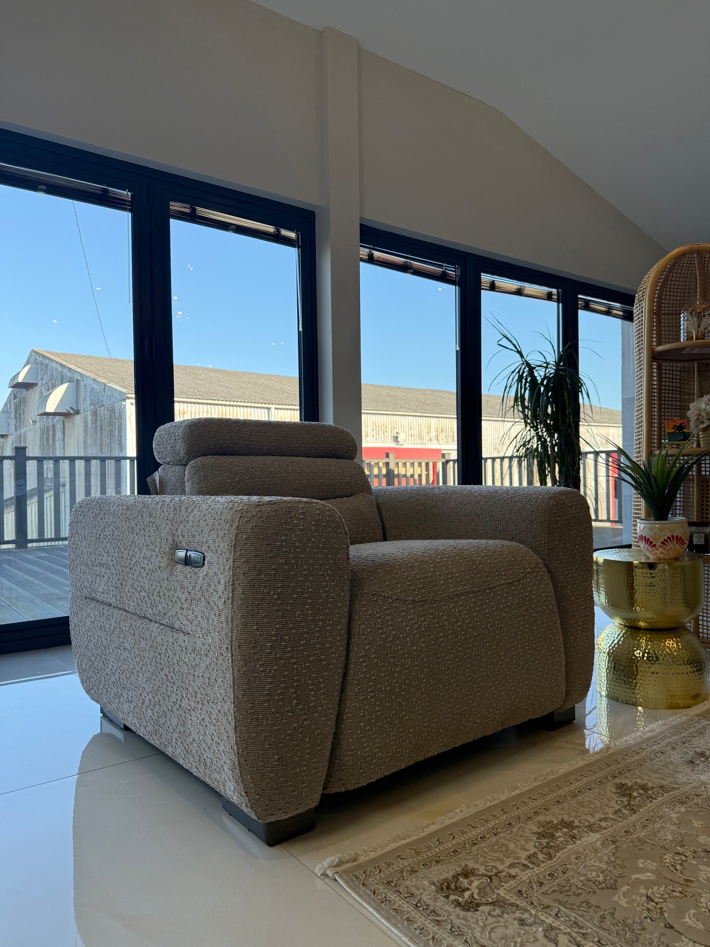 Tony Electric Recliner Beige Armchair - premium armchair with free Isle of Man and UK delivery
