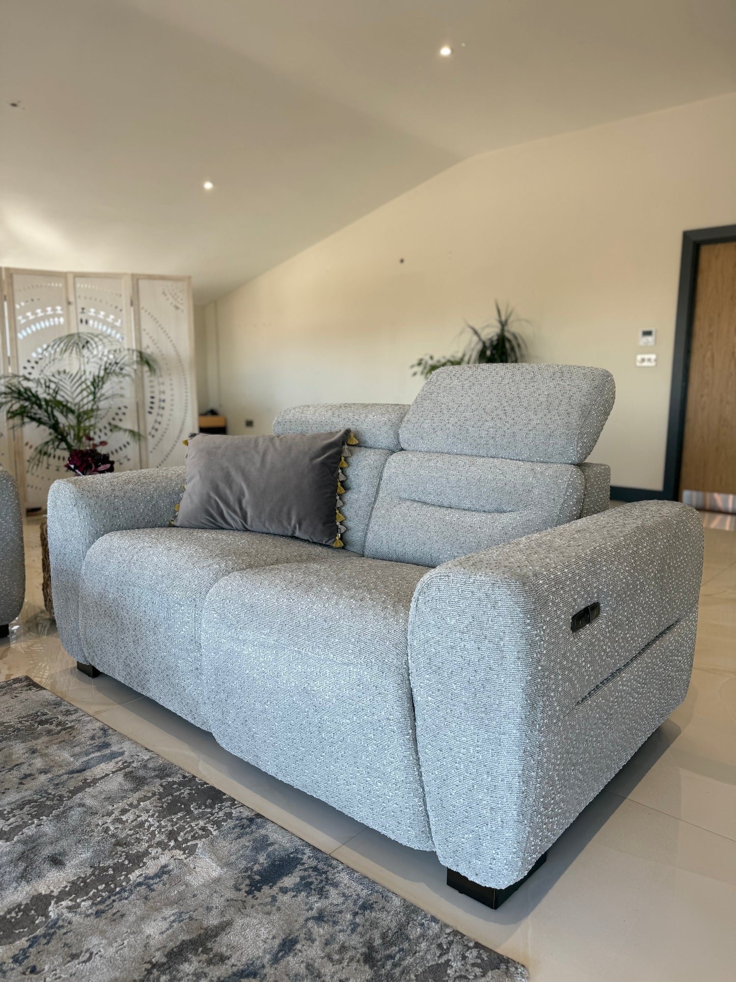 Tony Electric Recliner Grey 2 Seater - premium recliner sofa with free Isle of Man and UK delivery