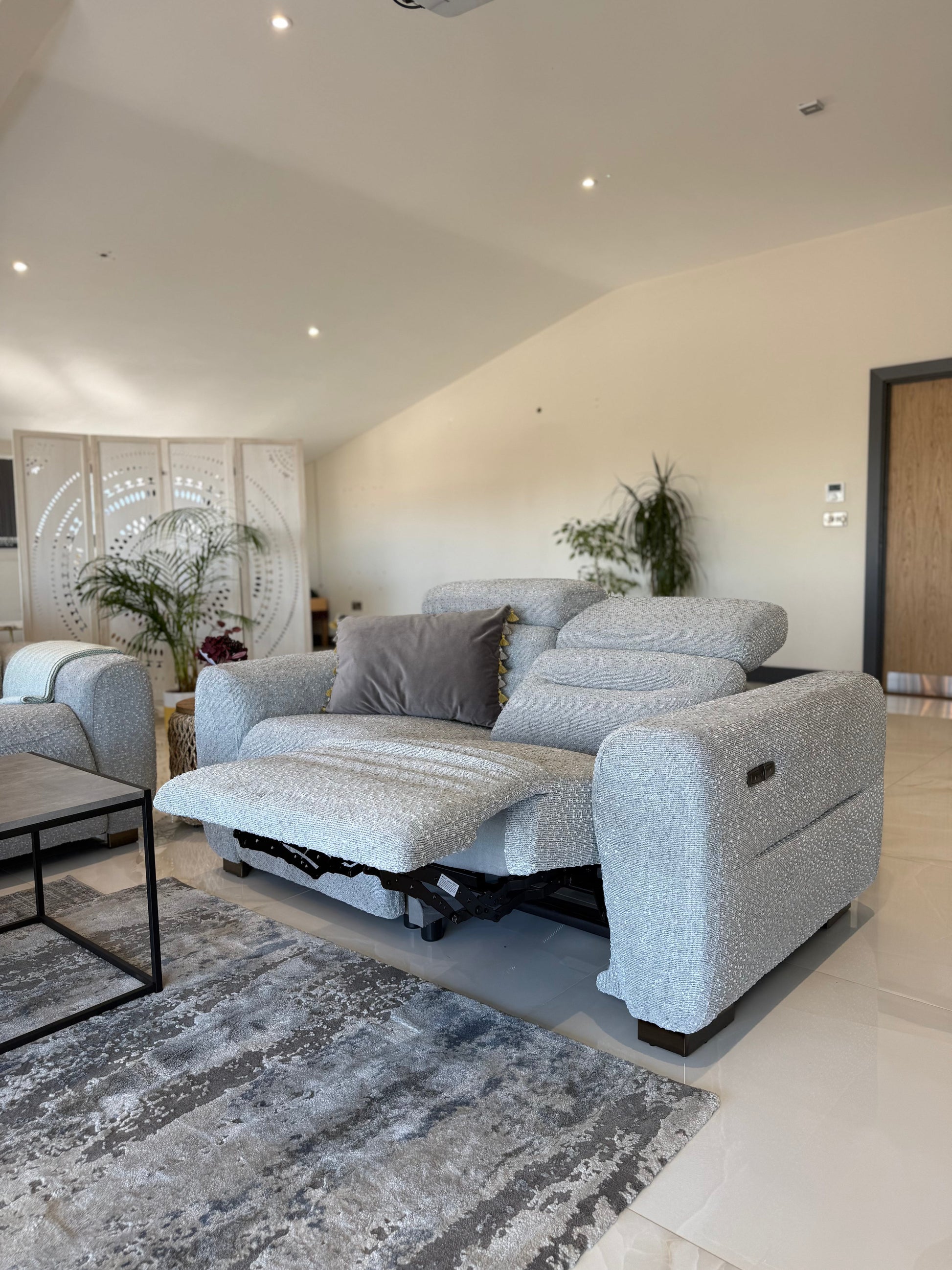 Tony Electric Recliner Grey 2 Seater - premium recliner sofa with free Isle of Man and UK delivery