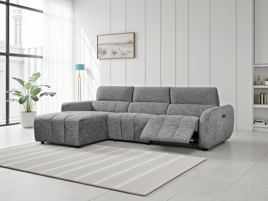 Tulia Electric Dark Grey Recliner Corner Sofa - electric recliner corner sofa UK at Dreamy