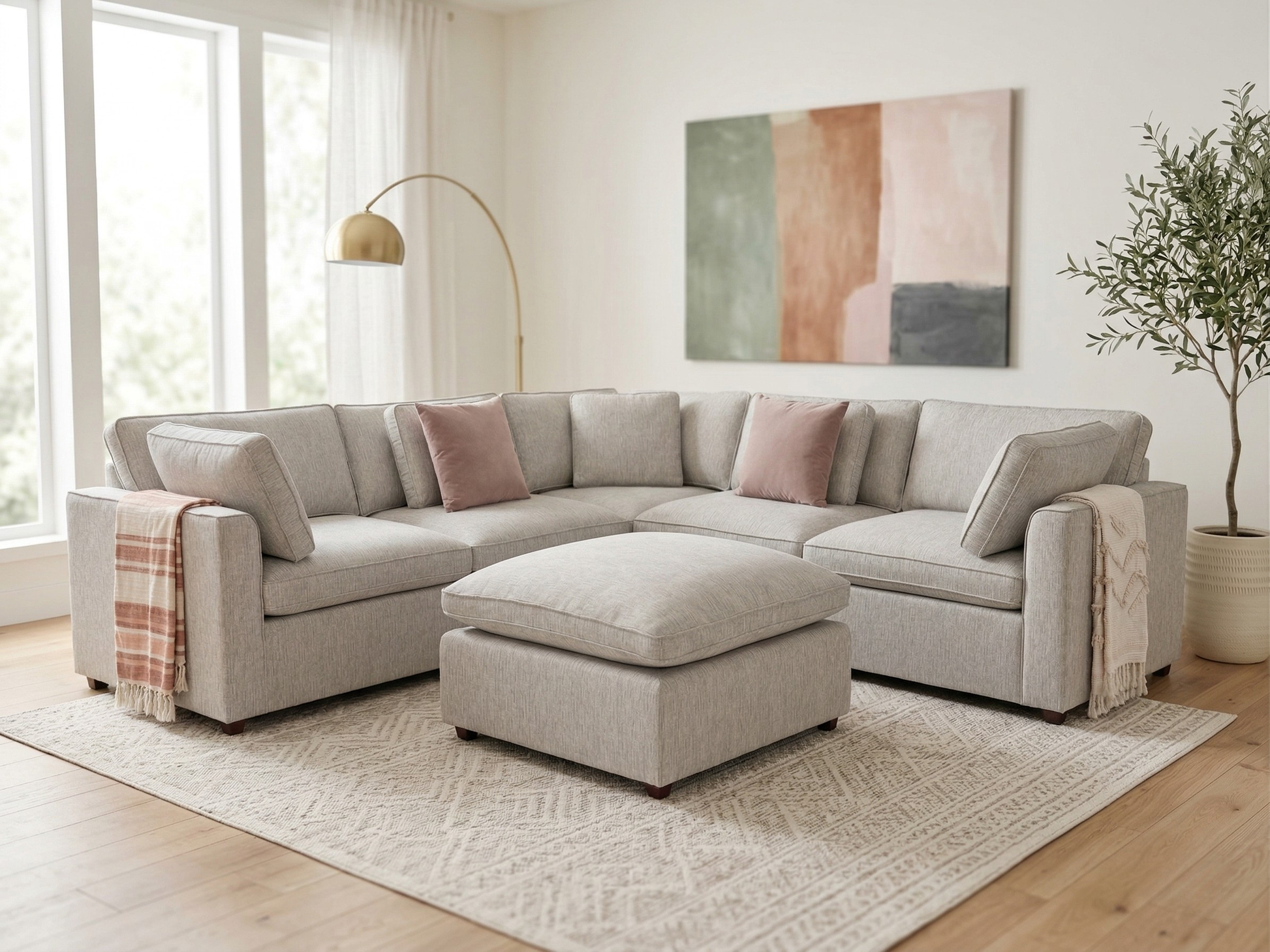 Salma Sofa Grey Large Corner with Footstool - Salma Sofa Grey Large Corner with Footstool corner sofa Isle of Man UK delivery