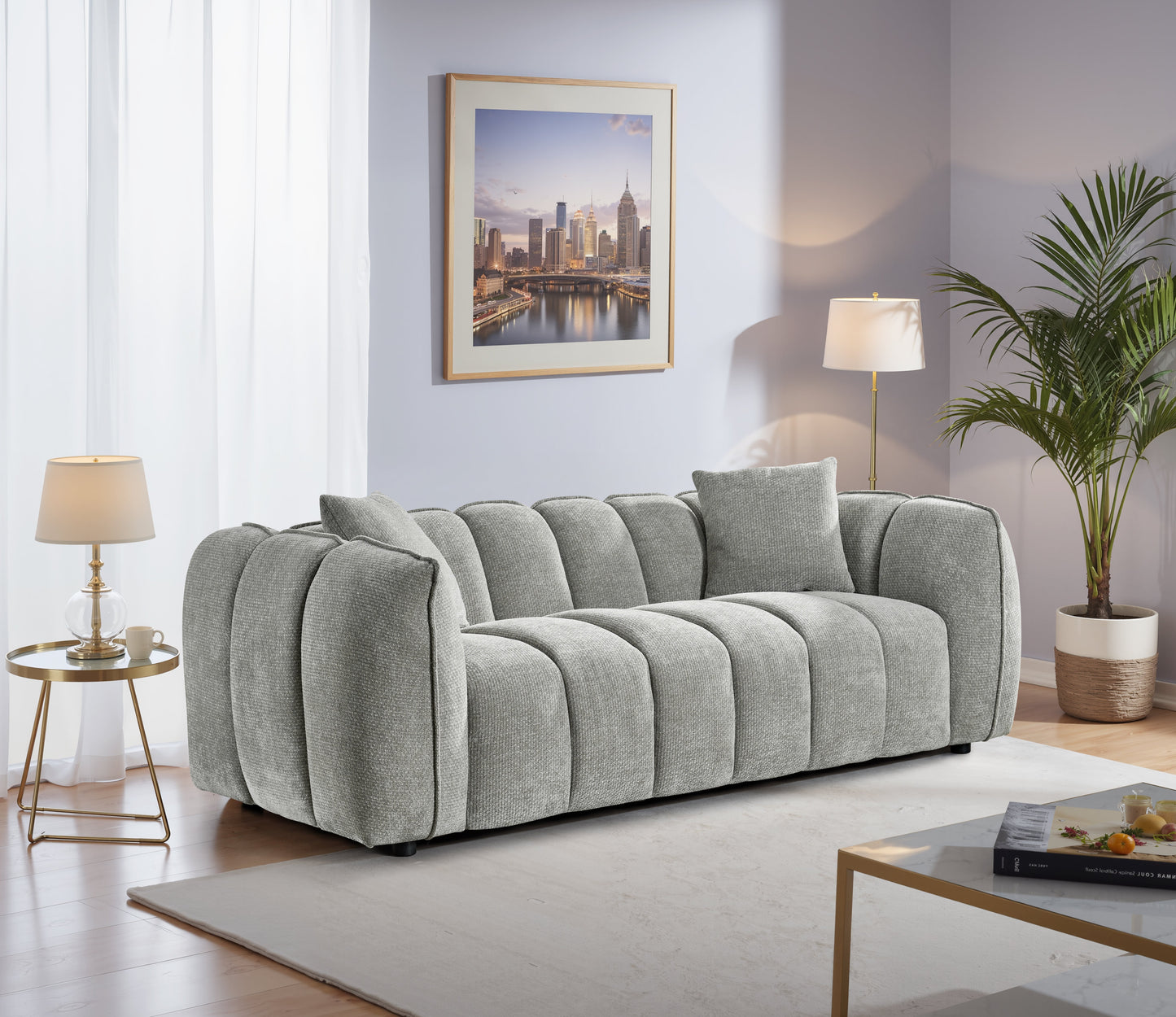 Vera Sofa Grey 3 Seater - modern compact sofa UK at Dreamy