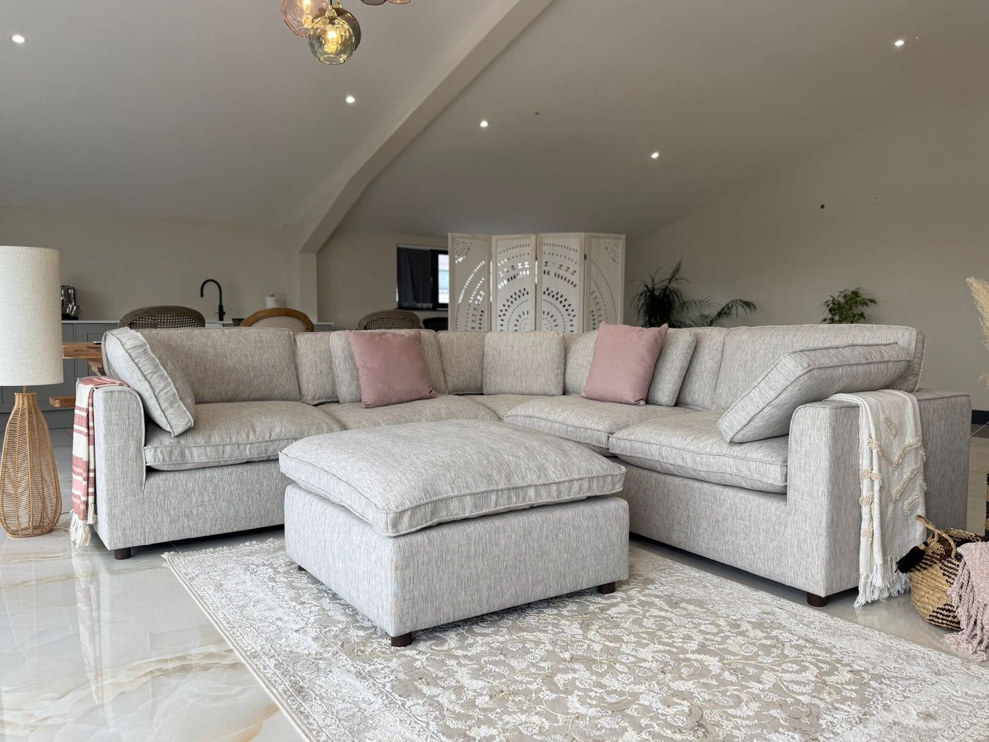 Salma Sofa Grey Large Corner with Footstool - Salma Sofa Grey Large Corner with Footstool corner sofa Isle of Man UK delivery