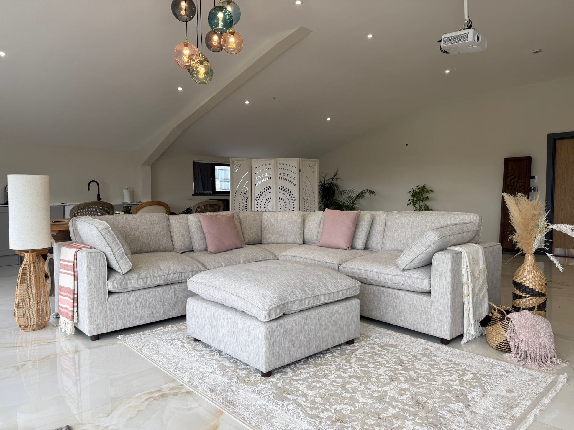Salma Sofa Grey Large Corner with Footstool - Salma Sofa Grey Large Corner with Footstool corner sofa Isle of Man UK delivery