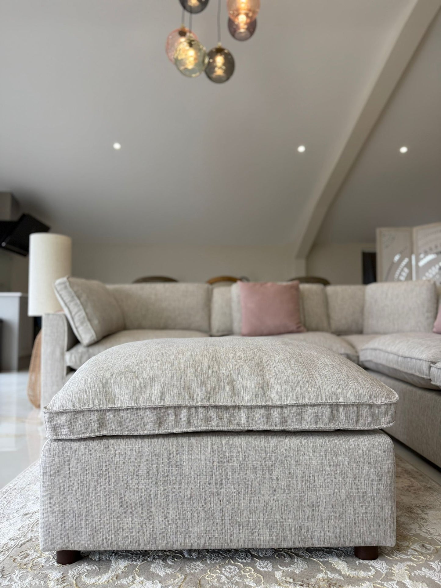 Salma Sofa Grey Large Corner with Footstool - Salma Sofa Grey Large Corner with Footstool corner sofa Isle of Man UK delivery