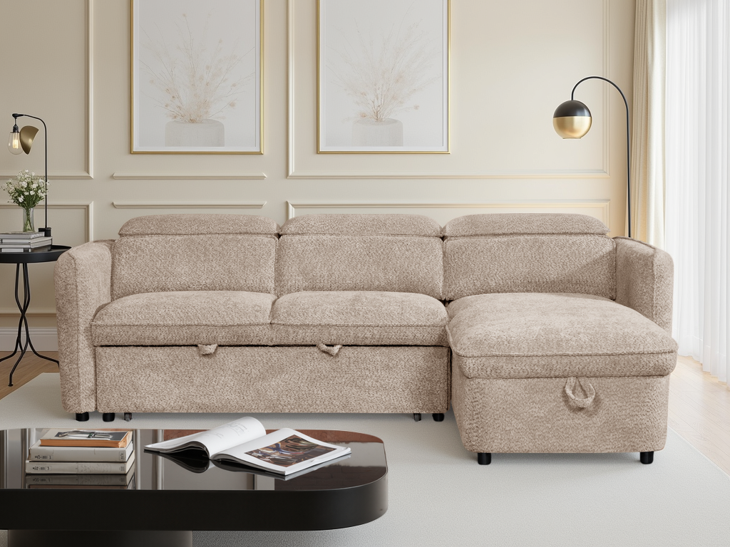 Camila Sofabed Beige Universal Corner - Camila sofa range - Dreamy furniture Isle of Man and UK