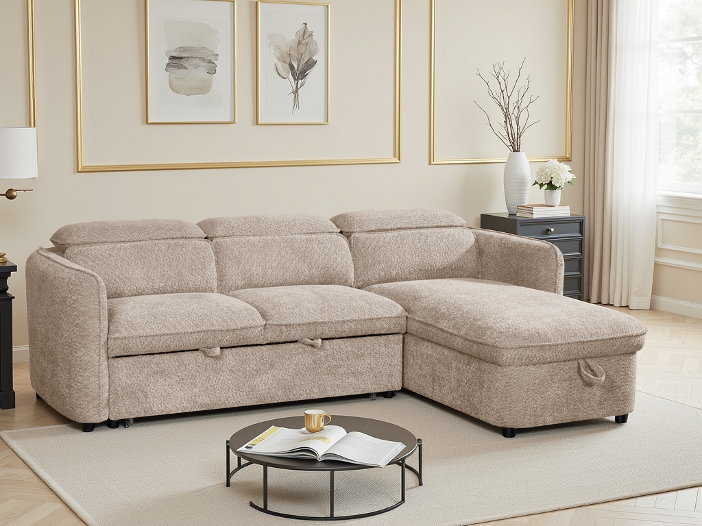 Camila Sofabed Beige Universal Corner - Camila sofa range - Dreamy furniture Isle of Man and UK