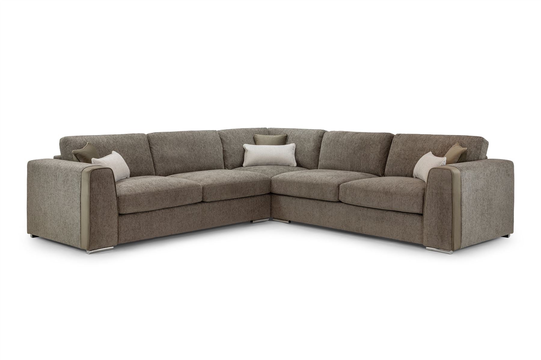 Natalie Mocha Large Corner Sofa with dimensions W308 x Chaise 308 x D102 x H91cm | Seat height 50cm | Seat depth 70cm | Seat width 246 x 246cm - Dreamy UK and Isle of Man