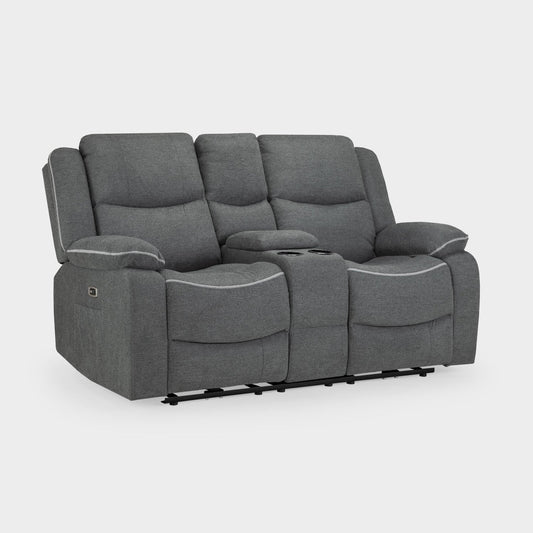 Harald Electric Recliner Sofa Grey Fabric 2 Seater