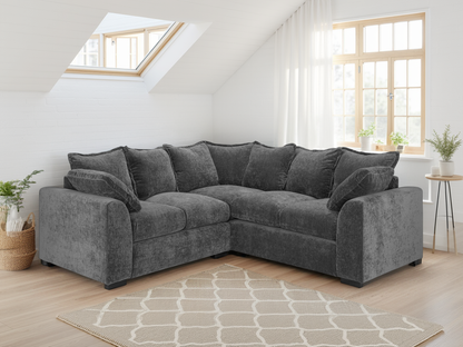 Connie Sofa Grey Large Corner at Dreamy – compact corner sofa UK with free Isle of Man and UK delivery